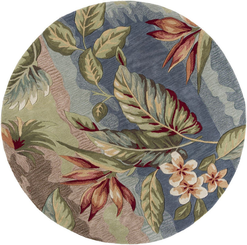 Chaba IV Round Area Rug - 5'6" x 5'6" - Blue/Sage