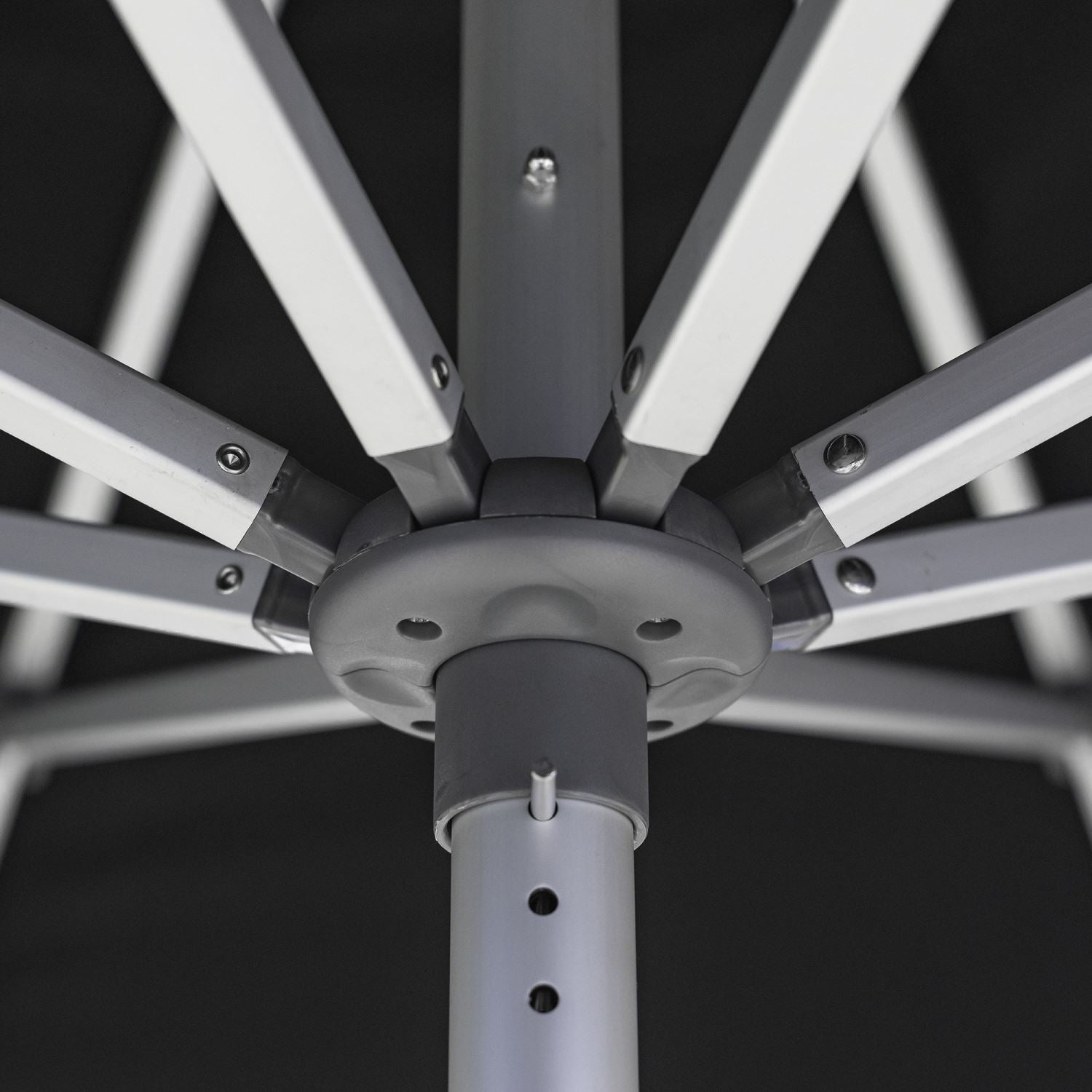 Oca 9' Octagon Outdoor Umbrella - Vermillion Red/Brushed Aluminum