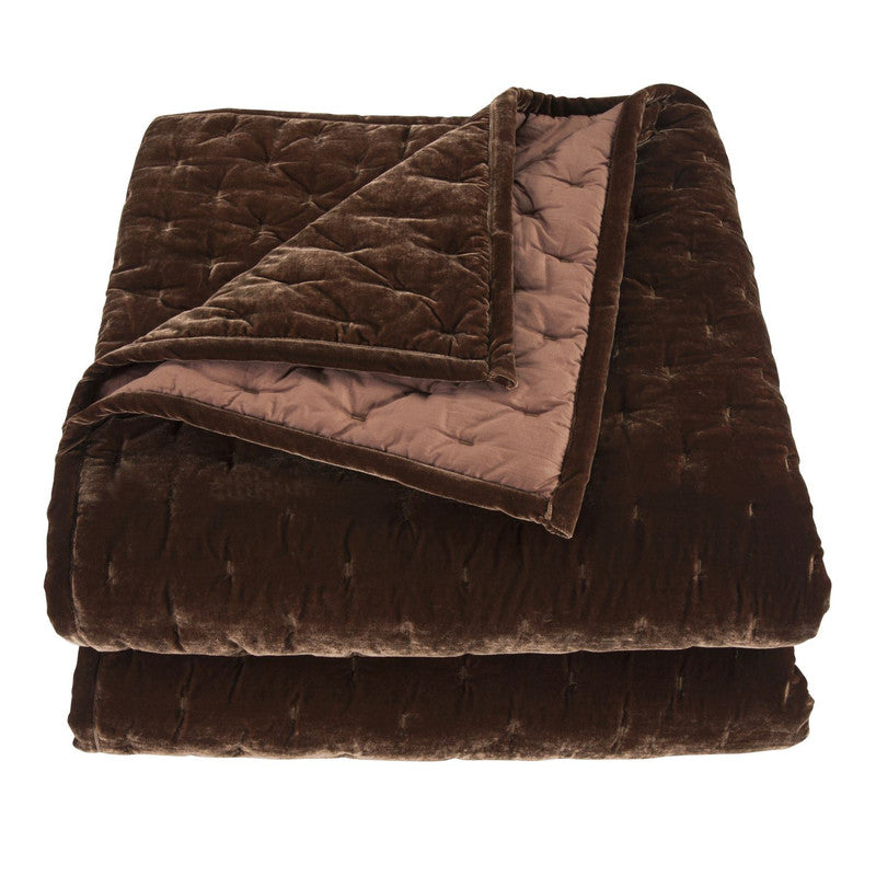 Sierpnia Silk Look Velvet Queen Quilt - Copper Brown