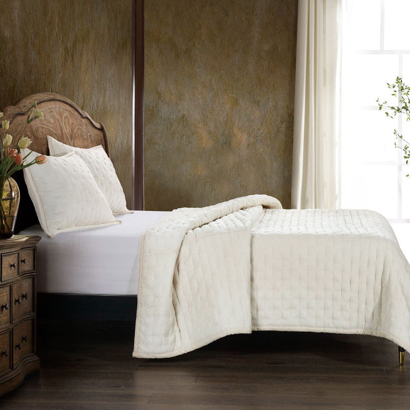 Sierpnia Silk Look Velvet Queen Quilt - Stone