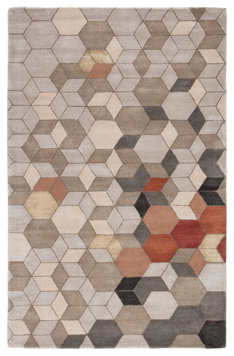 Ptolemaios V Area Rug - 9' X 13' - Light Grey/Orange
