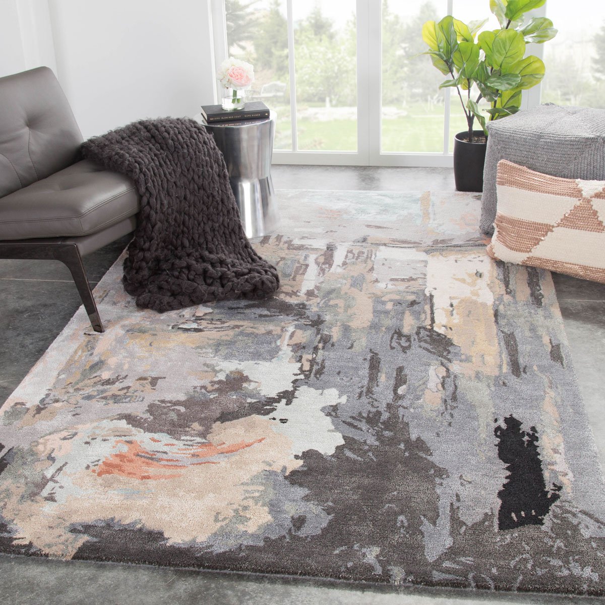 Ptolemaios X Area Rug - 8' X 11' - Grey/Blush
