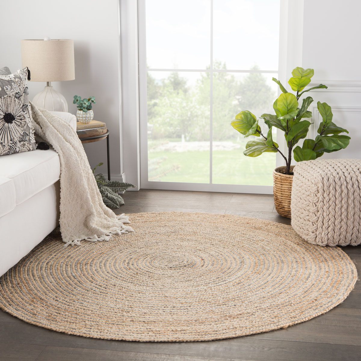 Lagkada I Area Rug - 6' Round - Beige/Grey