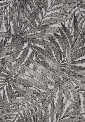 Jasper Palm Leaves Tapis extérieur (5,3 pi X 7,7 pi) – gris