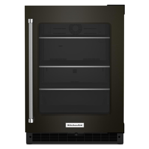 KitchenAid Réfrigérateur 5,2 pi³ sous le comptoir avec porte vitrée et tablettes avec accent métallique 24 po acier inoxydable noir KURR314KBS