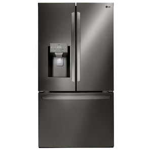 LG Réfrigérateur 28,0 pi³ avec porte à 2 battants avec distributeur d’eau et glace 36 po acier inoxydable noir résistant aux taches LRFS28XBD