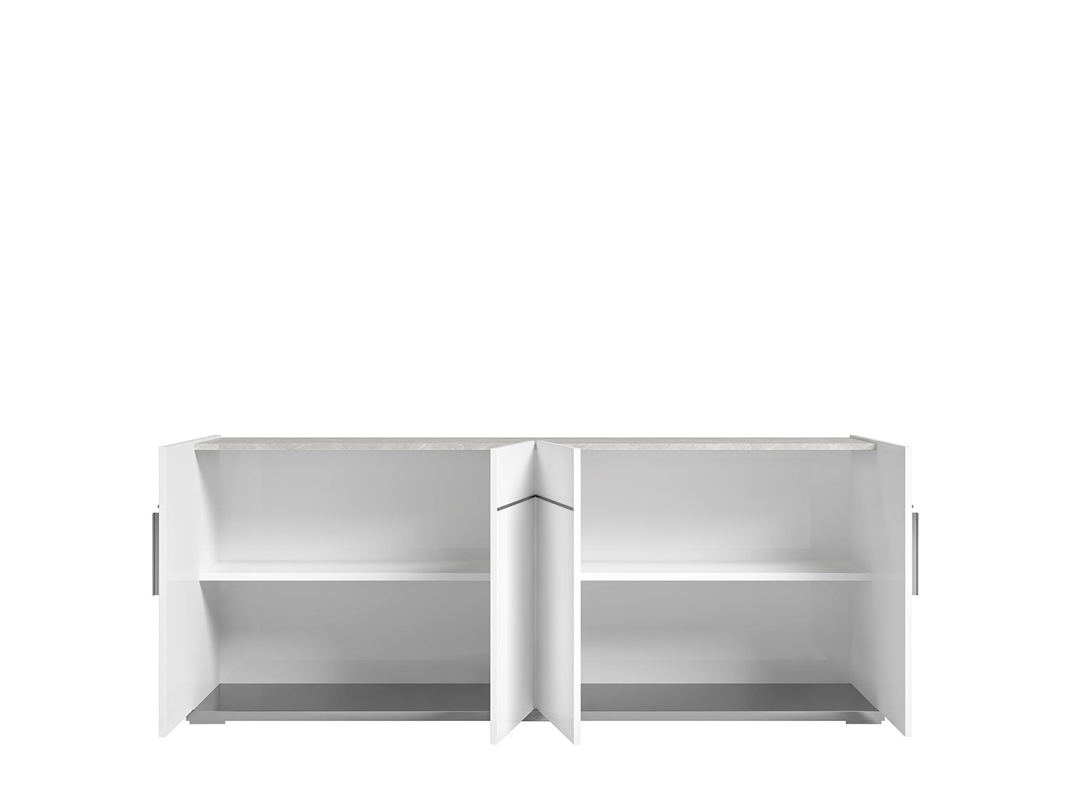 Mara 77" 4-Door Server - White Lacquer, Grey