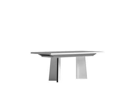 Mara Table de salle à manger avec rallonge – blanc laqué, gris