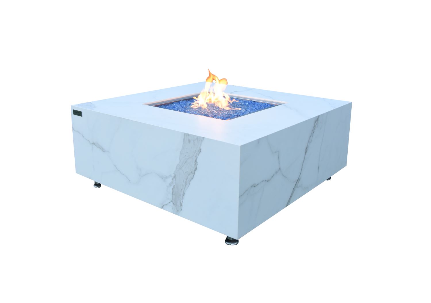 Tambora Marble Porcelain Fire Pit (Elementi) - White / Propane