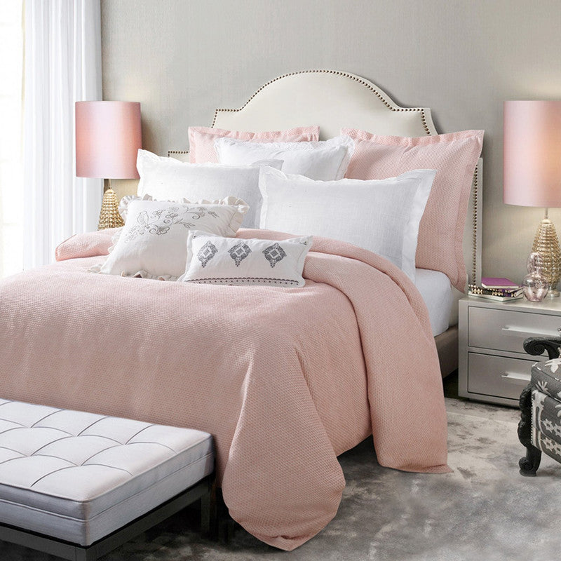 Delray 7 Pc. King Duvet Cover Set - White / Pink