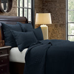 Millinocket 3 Pc. Linen King Quilt Set - Navy