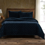 Sierpnia 3-Piece Silk Look Velvet King Quilt Set - Midnight Blue