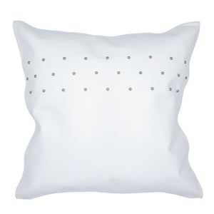 Nindiri Genuine Leather Studded Decorative Pillow - White