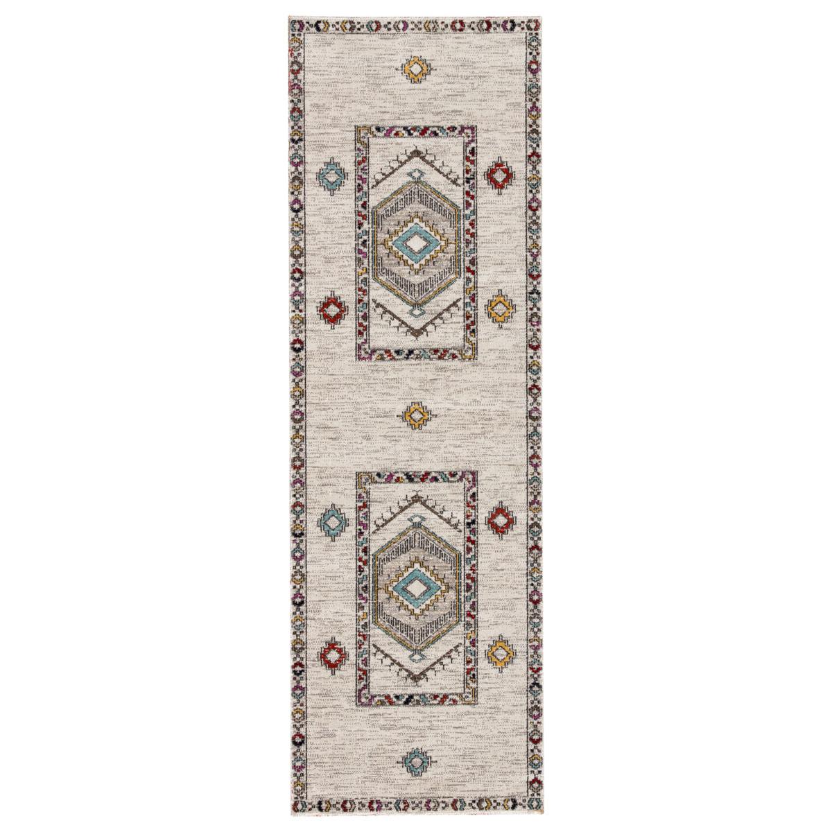 Mikras XII Area Rug - 2'6" X 8' Runner - Light Grey/Multi