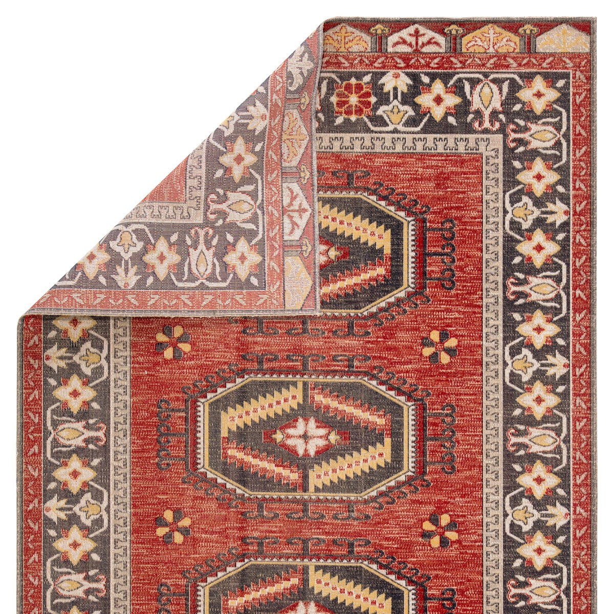 Mikras VIII Area Rug - 5' X 7'6" - Red/Yellow
