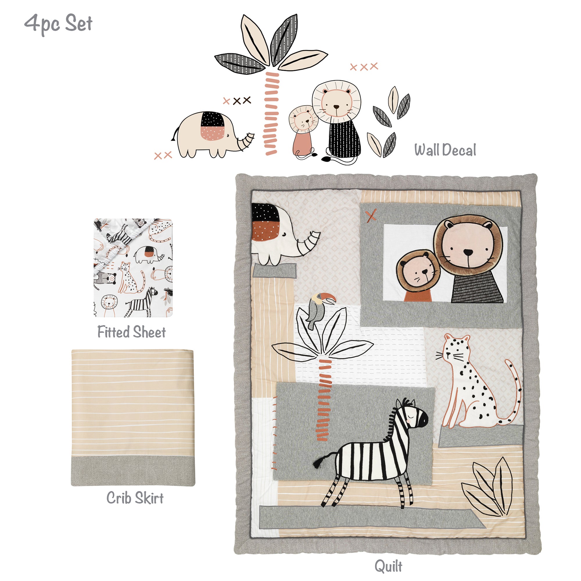 Patchwork Jungle 4-Piece Bedding Set