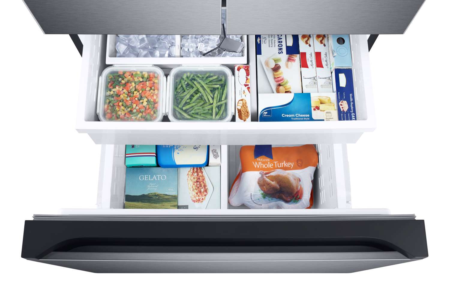 Samsung Black Stainless Steel 33" Wide French Door Refrigerator with Internal Ice & Water (24.5cu.ft) - RF25C5551SG/AA