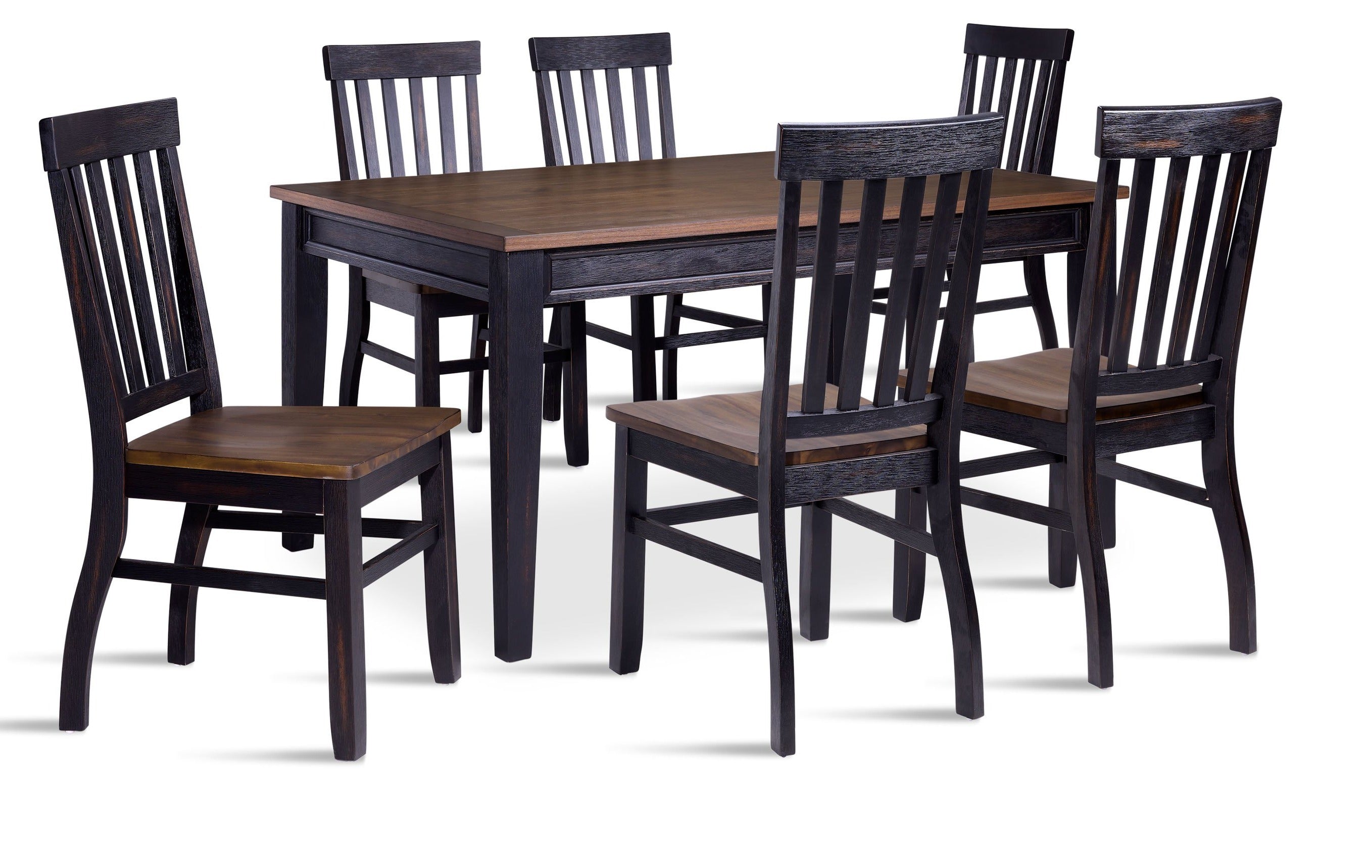 Caylie Noir 7-Piece Dining Set - Ebony, Driftwood