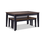 Raven Noir 3-Piece Dining Set with Benches - Ebony, Driftwood