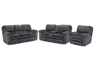 Reyes Ens. Sofa, causeuse et fauteuil inclinables électriques - gris