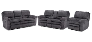 Reyes Ens. Sofa, causeuse et fauteuil inclinables électriques - gris
