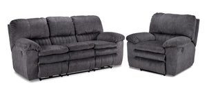 Reyes Ens. Sofa et fauteuil inclinables électriques – gris