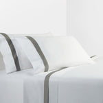 Orono 4 Pc. King Flange Sheet Set - White / Grey