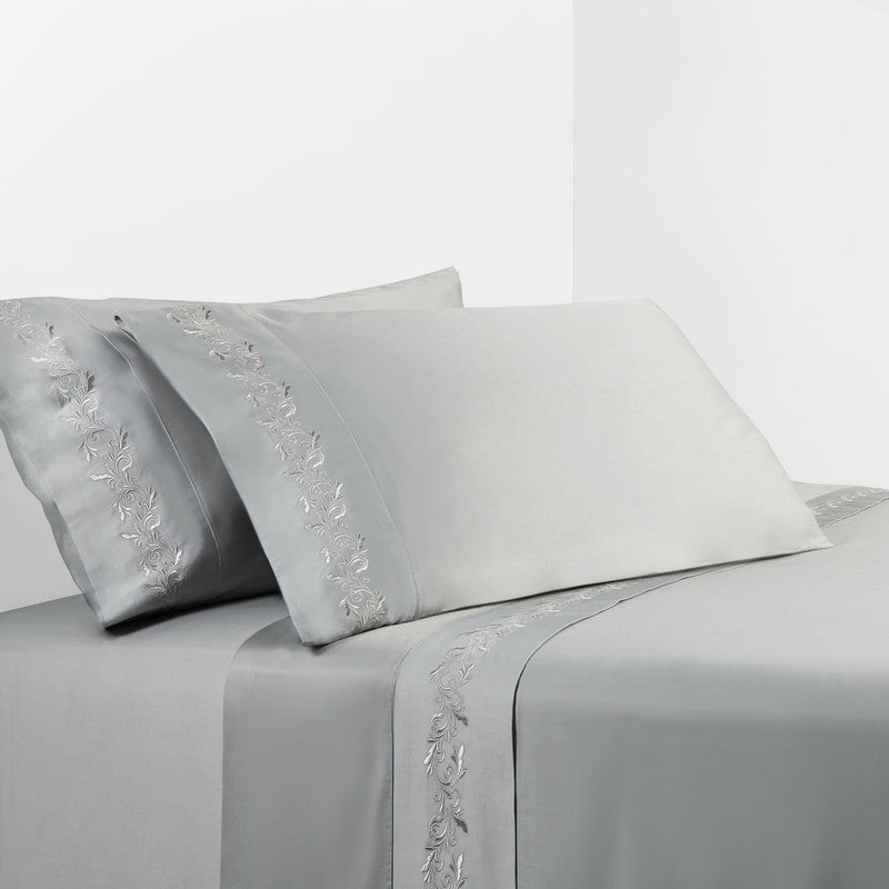 Orono 4 Pc. King Embroidered Sheet Set - Grey