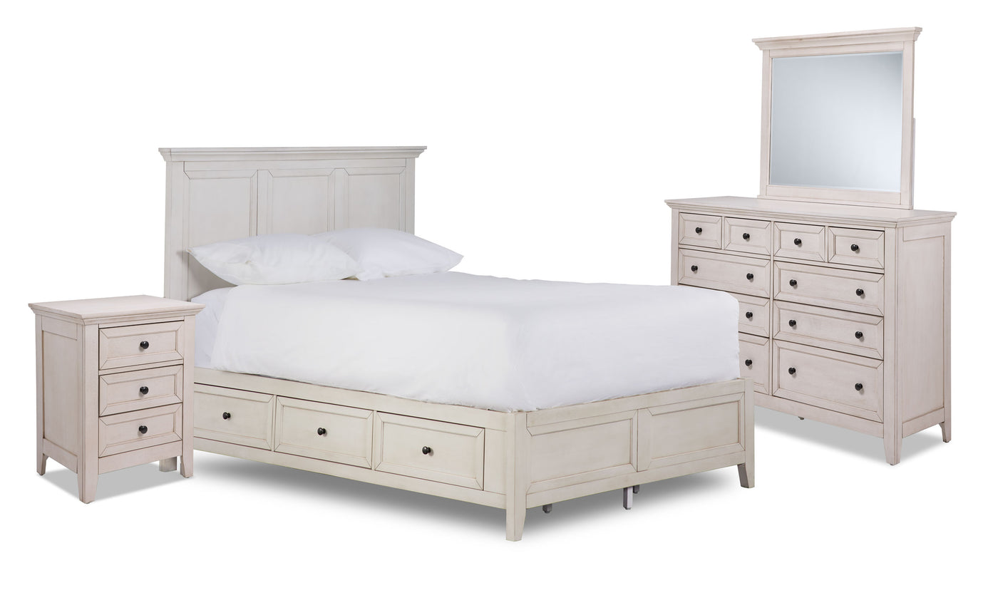 San Mateo 6-Piece King Storage Bedroom Package -Antique White