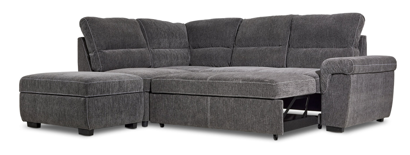 Serafina 4-Piece Sectional with Right Facing Pop-Up Bed - Charcoal