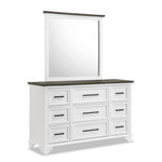 Abigail 9 Drawer Dresser - White and Grey