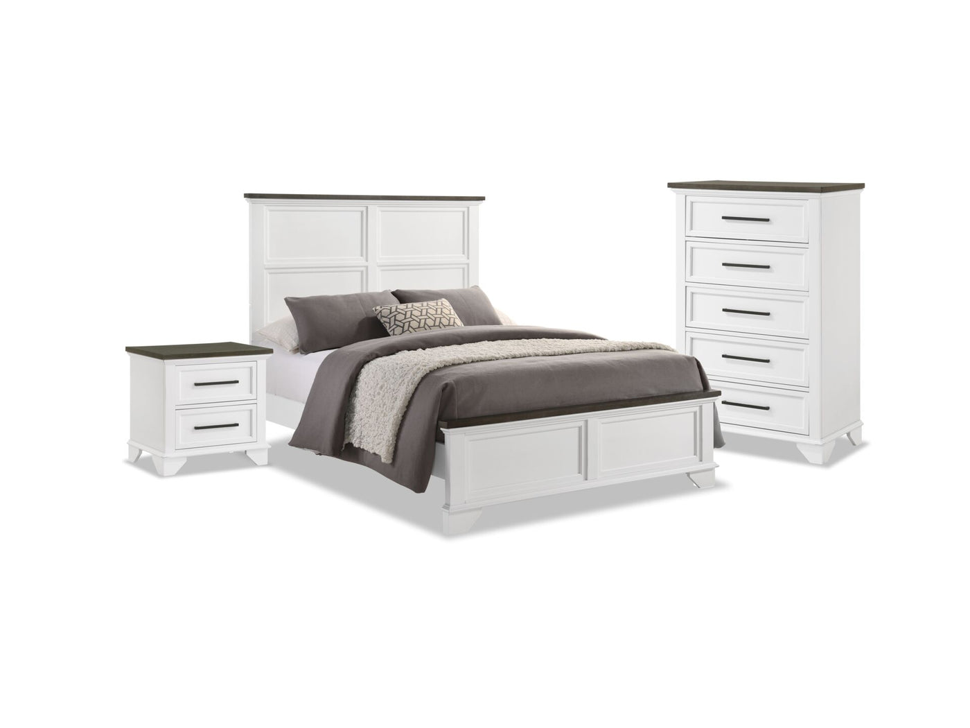 Abigail 5-Piece King Bedroom Package - White and Grey