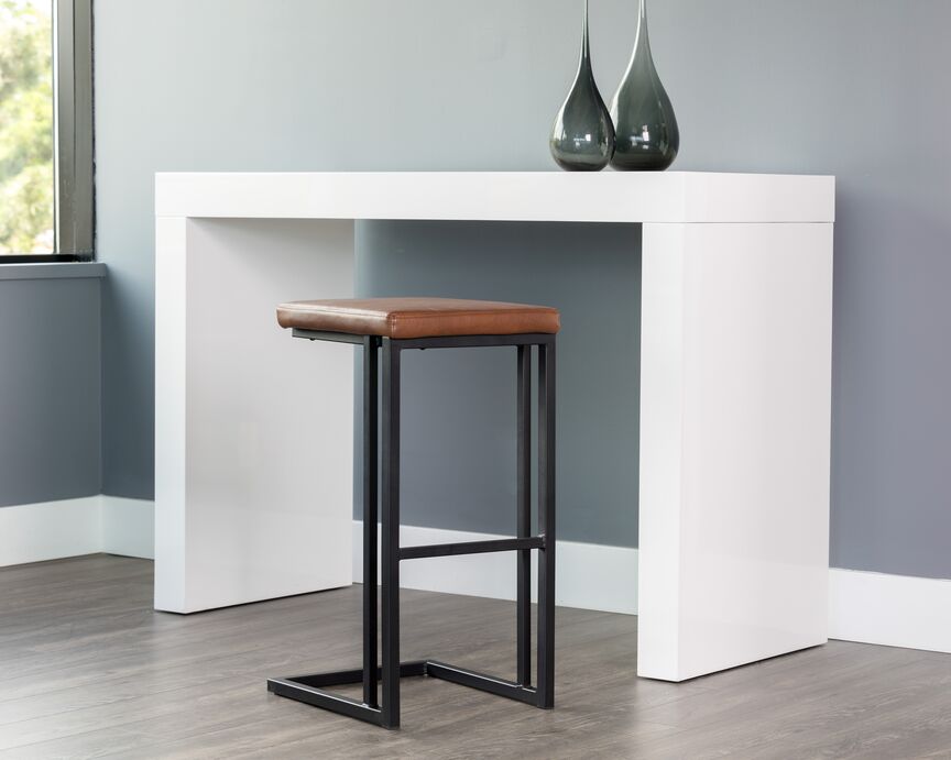 Boone Bar Height Stool - Black, Bravo Cognac