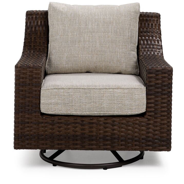 Brookland - Outdoor Swivel Chair - Brown, Beige