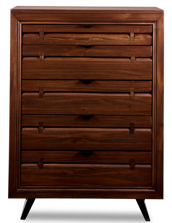 Camila 5 Drawer Chest - Rustic Brown