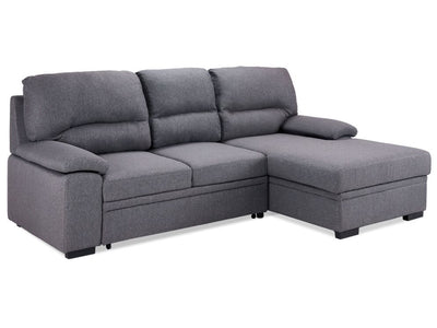 Camille Sofa-lit escamotable avec fauteuil allongé à droite – gris, anthracite