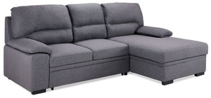 Camille Sofa-lit escamotable avec fauteuil allongé à droite – gris, anthracite