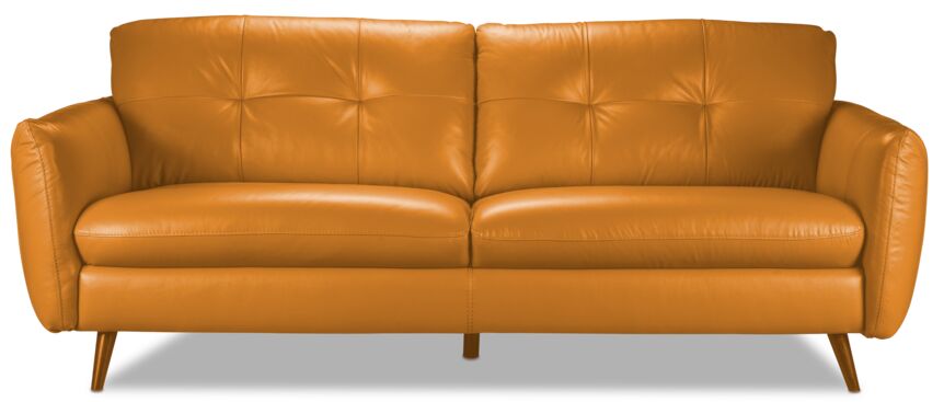 Carlino Leather Sofa - Honey Yellow