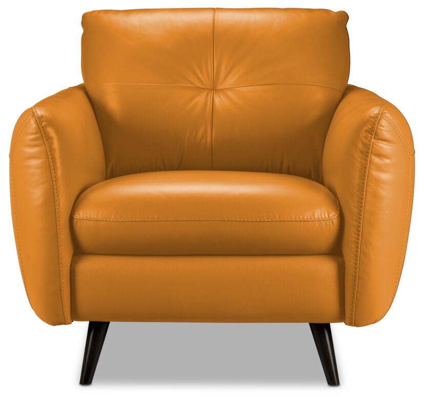 Carlino Leather Chair - Honey Yellow