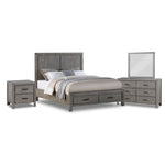 Copeland 6-Piece King Storage Bedroom Package - Wire-Brushed Grey