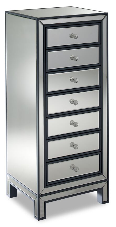 Crystal 7-Drawer Chest - Mirrored Glass