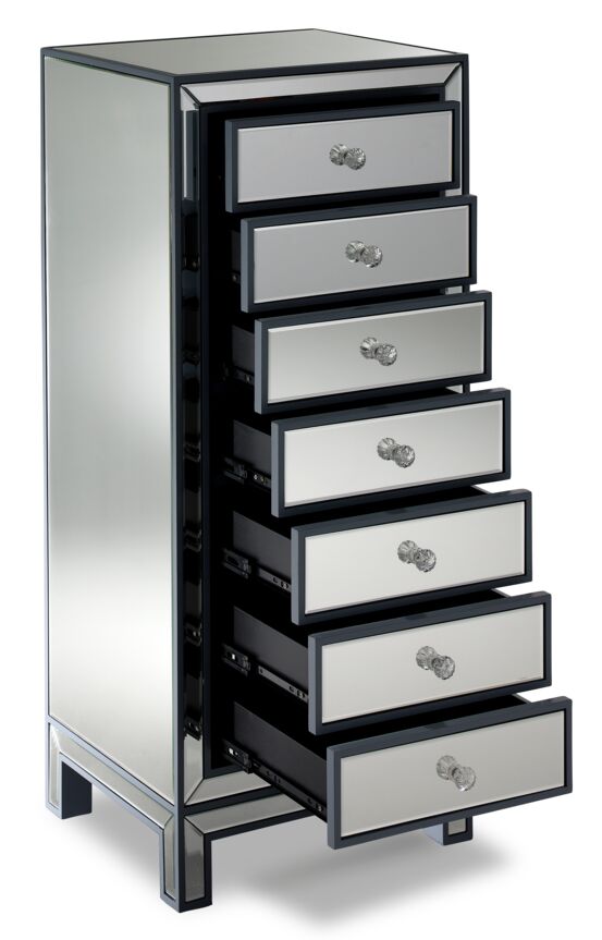 Crystal 7-Drawer Chest - Mirrored Glass