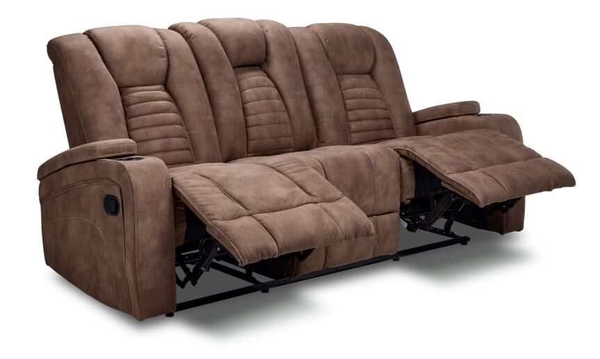 Dallas Reclining Sofa With Drop Down Table - Mocha