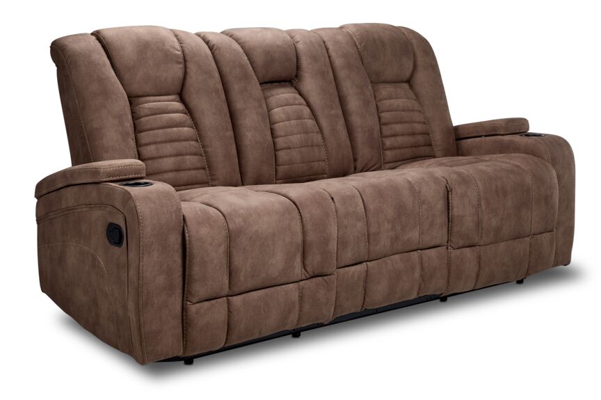 Dallas Reclining Sofa With Drop Down Table - Mocha