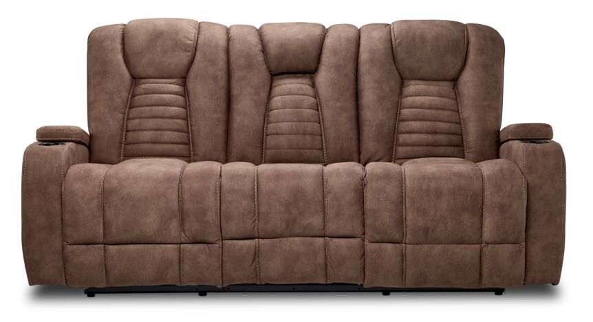 Dallas Reclining Sofa With Drop Down Table - Mocha