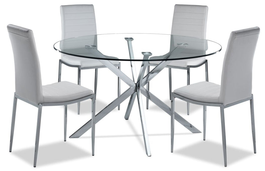 Darron 5 - Piece Round Glass Dining Table Set - White