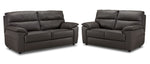 Toscana Leather Sofa and Loveseat Set - Dark Grey