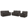 Toscana Ens. Sofa, causeuse et fauteuil en cuir - gris foncé