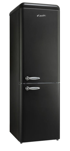 Epic Réfrigérateur 11,0 pi³ avec congélateur en bas, sans givre style rétro 24 po noir ERFF111BL