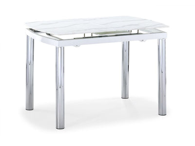 Fino Table de salle à manger avec rallonge – faux marbre, chrome